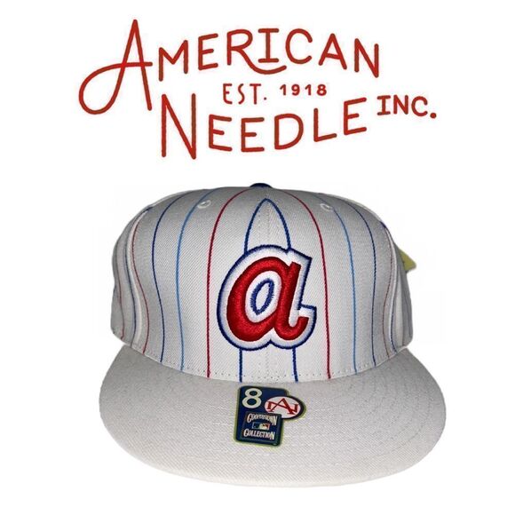 American Needle‎ Cooperstown Collection Atlanta Braves Pinstripe Hat - Size 8 - Picture 1 of 3